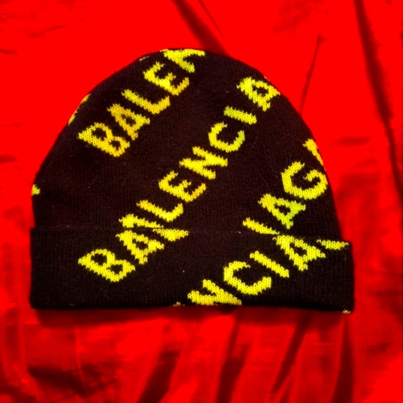 Balenciaga Other - Balenciaga Black n Neon Green Beanie